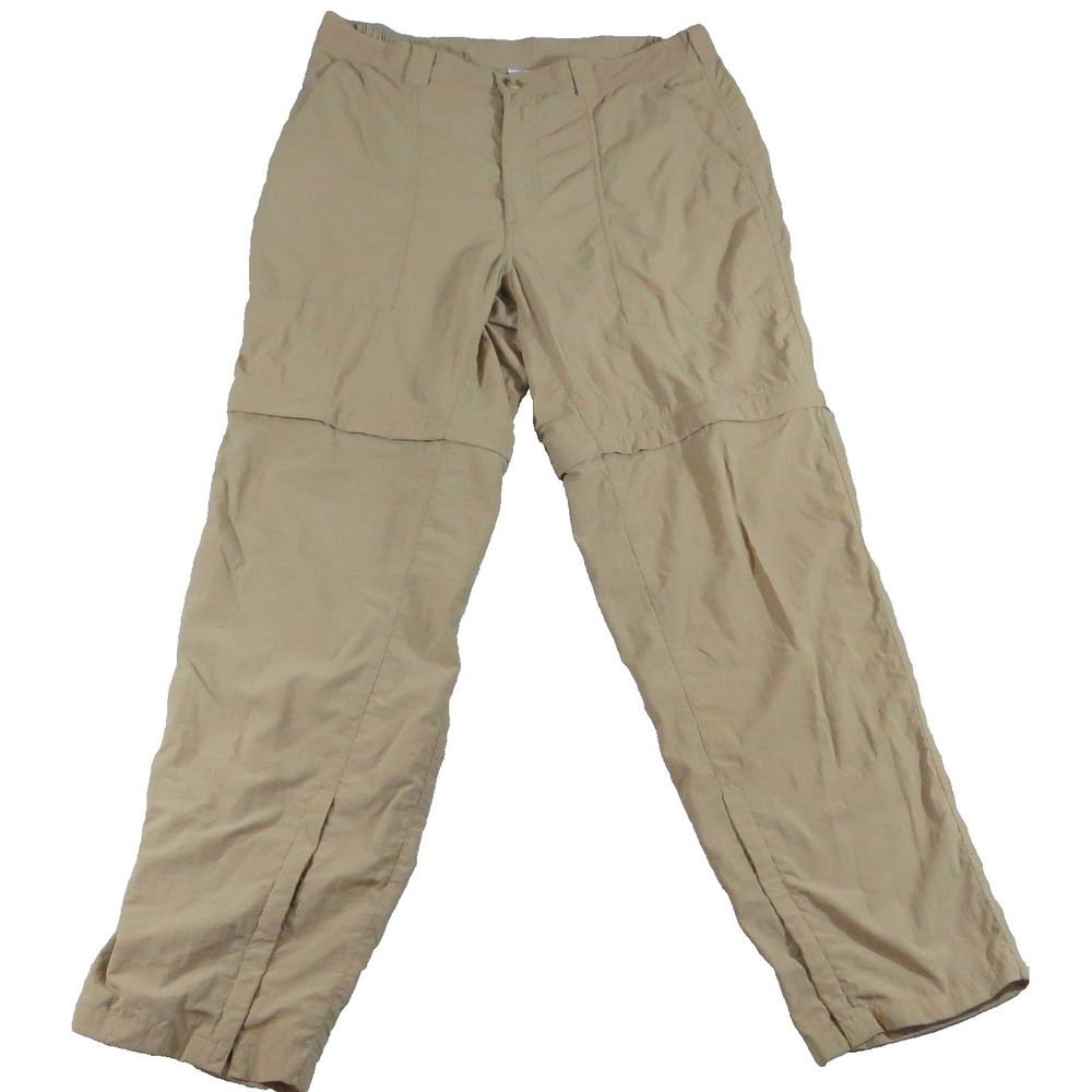 ExOfficio Insect Shield Convertible Pants Men L 36-38 Khaki Nylon Hiking Cargo